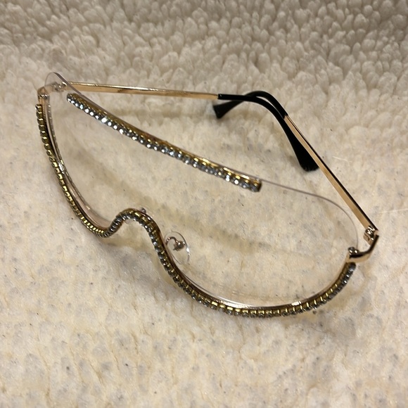 Crystal Embellished Gold and Black Sunglasses main image 8